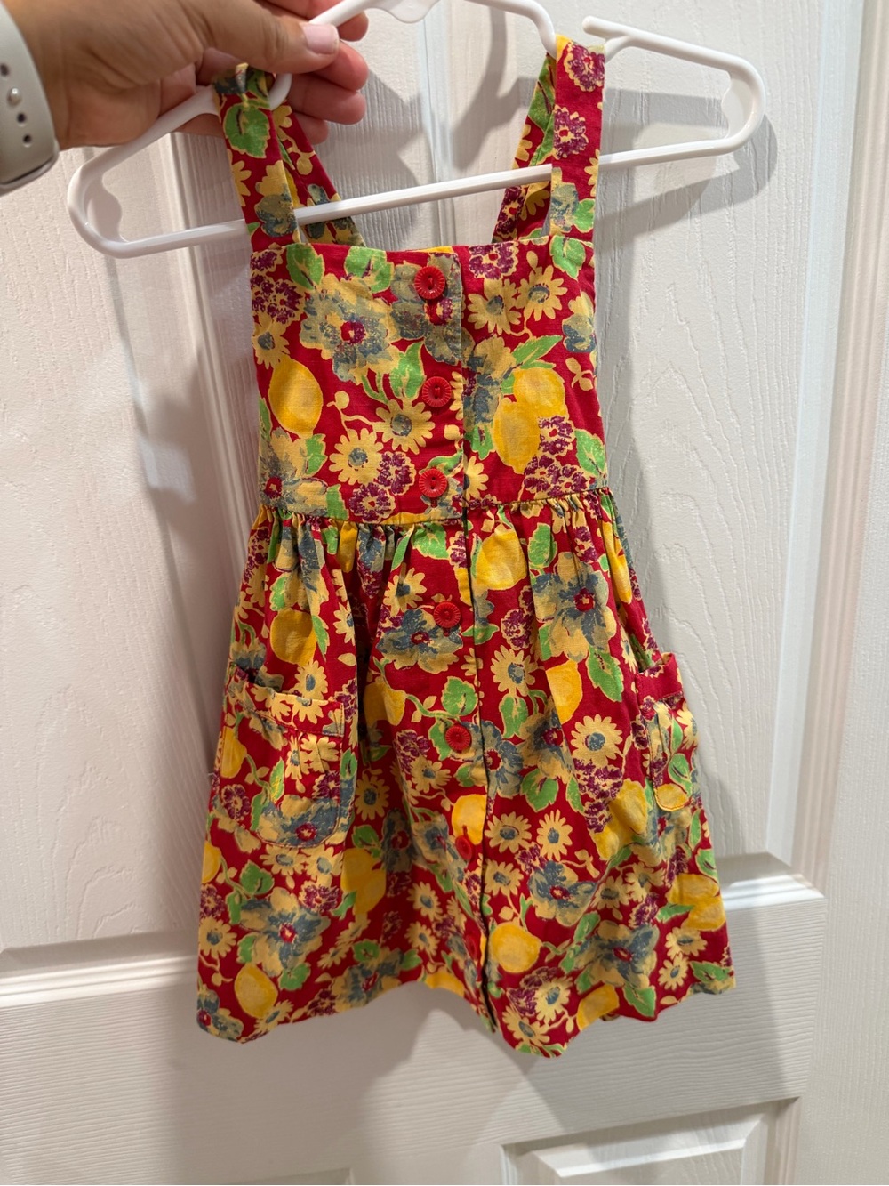 Ralph Lauren Red Floral Lemon Pinafore Romper
